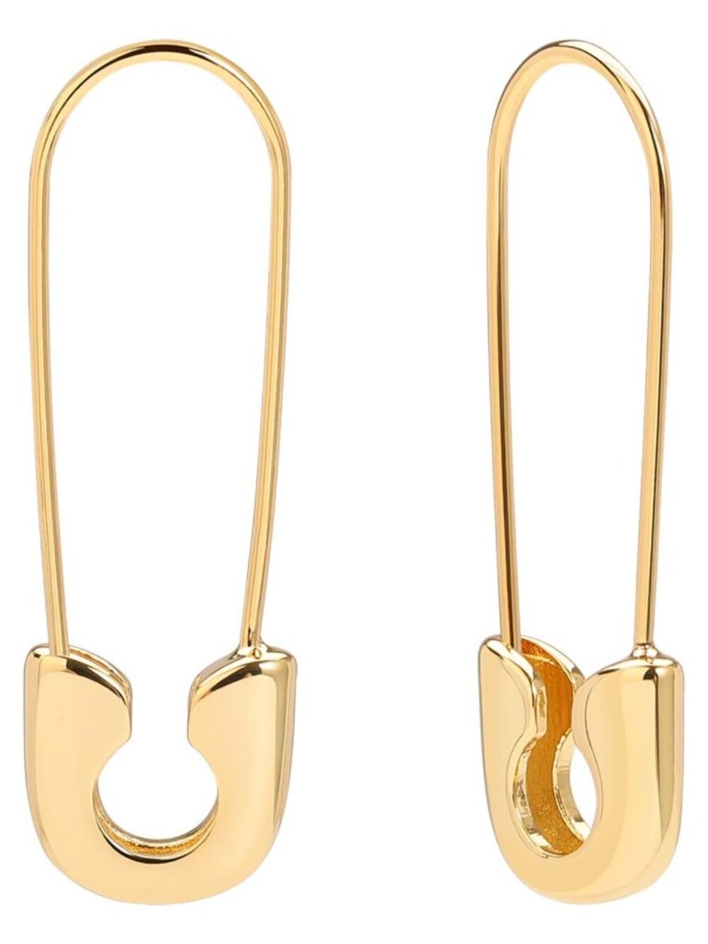 Safety Pin Earrings Gold Plated Brass Dangle Hoop Studs